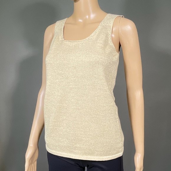 Sutton Studio Petite Gold Sparkle Sleeveless Tank Top‎ Size PS - Picture 1 of 12